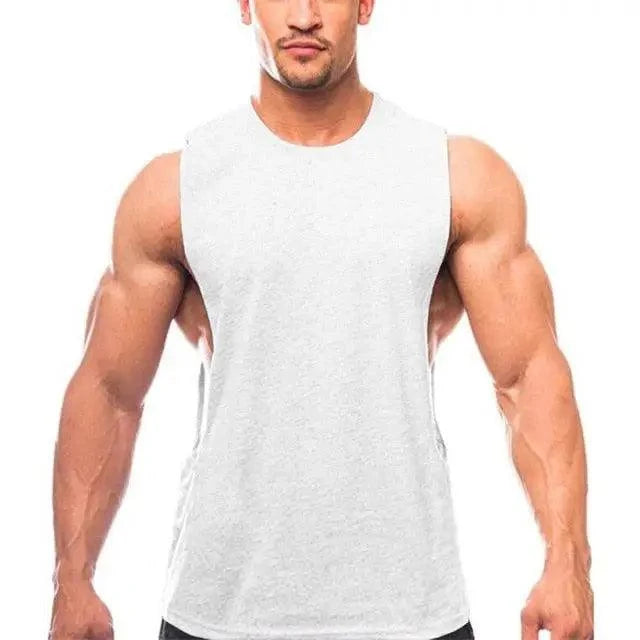 New Sport Plain Shirts For Men Bodybuilding Singlet Gyms Shirts Sleeveless Shirt Blank Fitness Clothing Sportwear Muscle Vest Men's Fitness T-Shirt Round Neck Sleeveless Vest Stretch Solid Color Fitness Sports Shirts